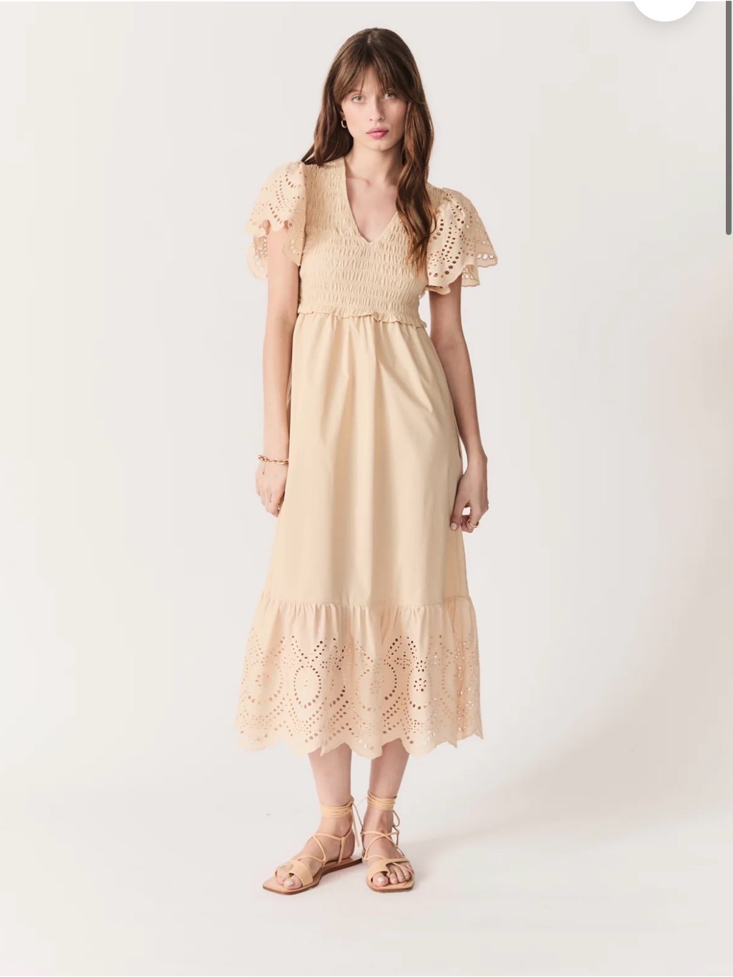 Deluc Avis Beige Cream Dress Size Xs Midi Eyelet $ 139